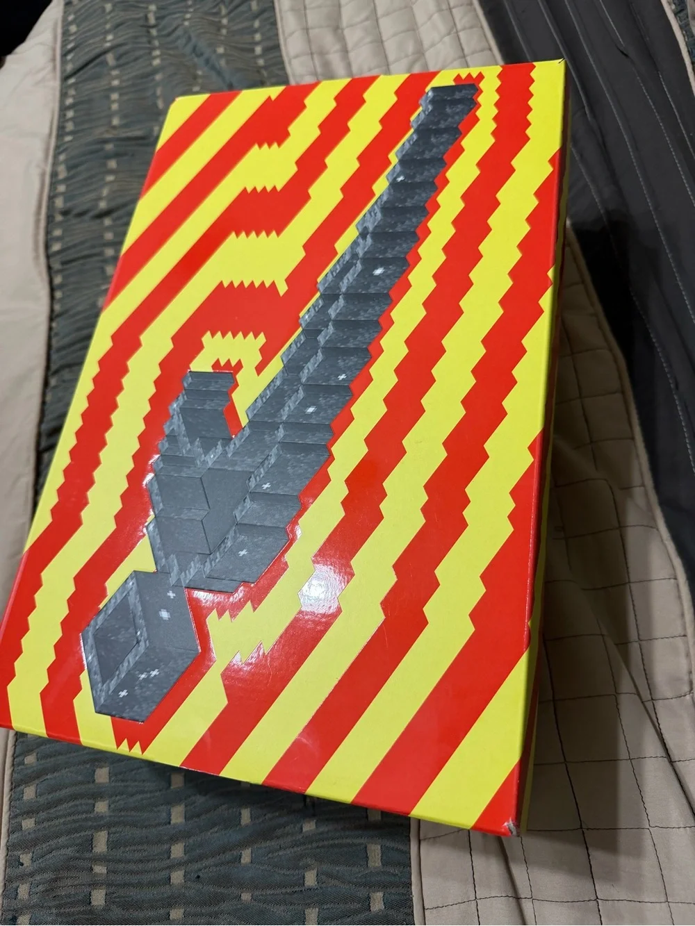 Nike Box with Red and Yellow Diagonal Stripes